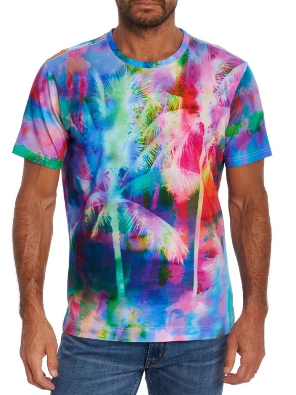 Robert Graham TROPIX Tie Dye Palms SS T-Shirt Men's Size 2XL New Without Tags!